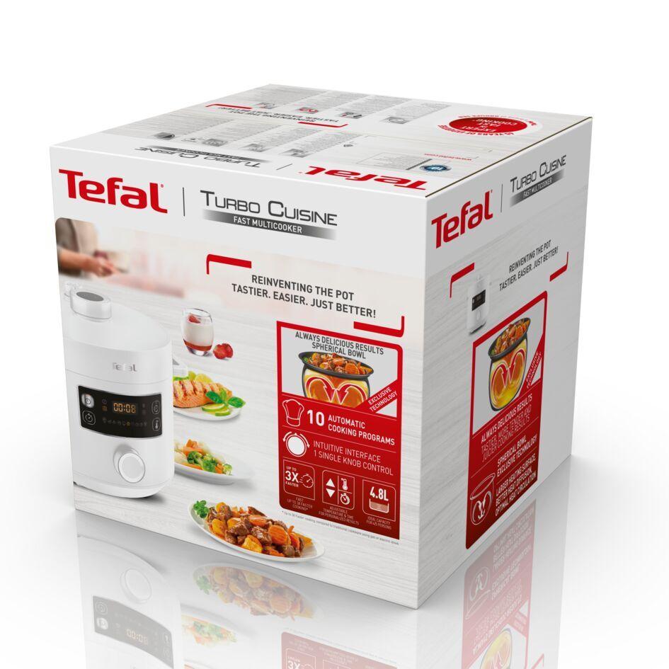 Мультиварка-скороварка Tefal Turbo Cuisine , 1000Вт, чаша-4,8л, механическое управл., пластик, белый - фото 4 - id-p1888266149