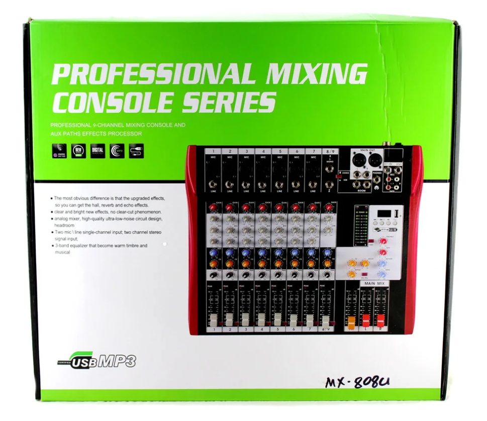 Аудио микшер Mixer 8USB MX 808U Ямаха 8 канальный | Пассивный микшерный пульт bs - фото 2 - id-p1888601580