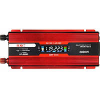 Преобразователь напряжения инвертор 2000W D +LCD12V digital (work 1000W) с экраном Красный bs