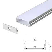 Алюминиевый профиль накладной шириной 30мм LLS124 для светодиодной ленты