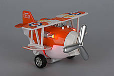 Літак металевий інерційний Same Toy Aircraft світло, музика, помаранчевий, фото 2