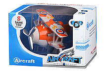 Літак металевий інерційний Same Toy Aircraft світло, музика, помаранчевий, фото 5