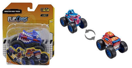 Машинка-трансформер Flip Cars 2 в 1 Монстр-трак Вовк, фото 1