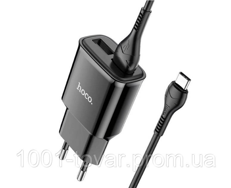 Сітчастий зарядний пристрій HOCO C88A Star round dual port charger set (Type-C) Black.