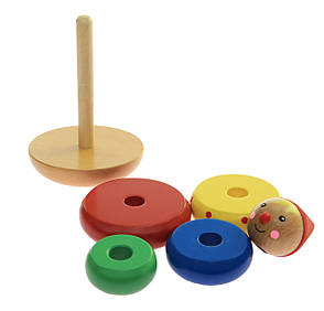 Пірамідка Goki Чоловічок — дерев’яна розвивальна іграшка для дітей, фото 2