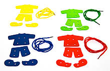 Шнурівка Goki Ведмедик з одягом — дерев’яна навчальна іграшка для дітей, фото 4