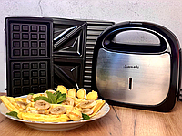 Сэндвичница гриль мультипекарь Rainberg RB-5408 4 в 1 с вафельницей и орешницей для кухни, Гриль с керамичес