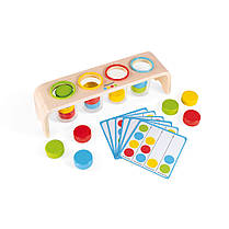 Сортер Janod Вивчаємо кольори — дерев’яна гра з фішками, пінцетом і картками для розвитку логіки та моторики, фото 2