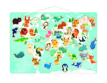 Магнітний набір Janod Карта світу з тваринами, фото 1