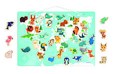 Магнітний набір Janod Карта світу з тваринами, фото 2