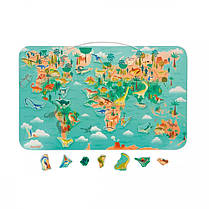 Магнітна карта світу Janod Планісфера динозаврів — англійська мова, 50 магнітів, фото 3