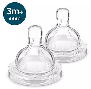 Соска Philips Avent силіконова Антиколік, 3 міс+, 2 шт, середній потік, фото 1