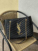 Кожаная женская сумка Yves Saint Laurent, большая женская сумка - шоппер, черная женская сумка через плечо YSL