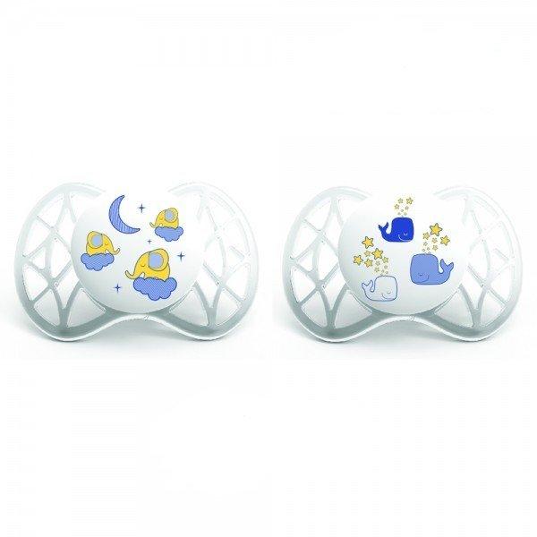Пустушка симетрична Nuvita Air 0м+ 2 шт. світиться в темряві