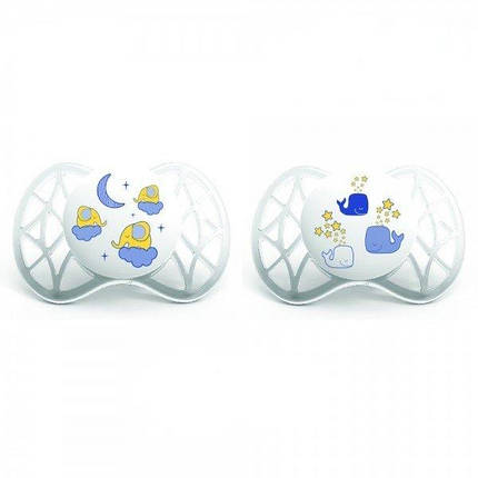 Пустушка симетрична Nuvita Air 0м+ 2 шт. світиться в темряві, фото 1