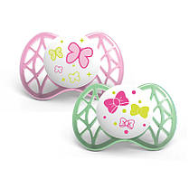 Пустушка симетрична Nuvita Air 0м+ 2шт. для дівчинки, фото 2