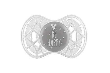 Пустушка Nuvita 7084 Air55 Cool ортодонтична 6m+ "BE HAPPY" сіра, фото 1