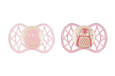 Пустушка Nuvita 7066 Air55 Explorer ортодонтична 0m+, світиться у темряві (ведмідь, пінгвін) 2шт, фото 1