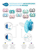 Пустушка Nuvita 7067 Air55 Explorer симетрична 0m+, світиться у темряві (ведмідь, пінгвін) 2шт, фото 3