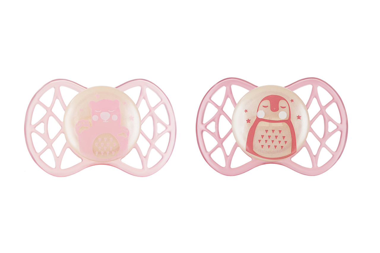 Пустушка Nuvita 7067 Air55 Explorer симетрична 0m+, світиться у темряві (ведмідь, пінгвін) 2шт