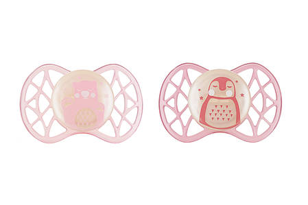 Пустушка Nuvita 7067 Air55 Explorer симетрична 0m+, світиться у темряві (ведмідь, пінгвін) 2шт, фото 1