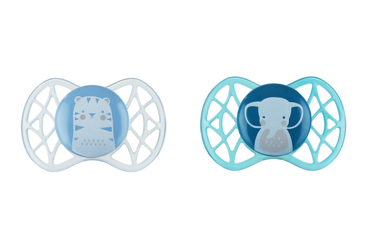 Пустушка Nuvita 7066 Air55 Explorer ортодонтична 0m+ (тигр, слон) 2шт