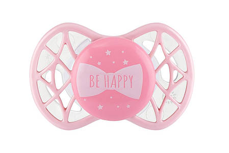Пустушка Nuvita 7065 Air55 Cool симетрична 0m+ "BE HAPPY" кольору "рожевий кварц", фото 1