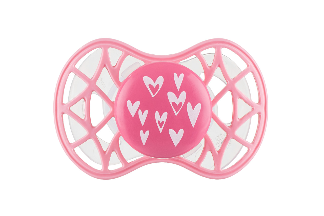 Пустушка Nuvita 7085 Air55 Cool симетрична 6m+ "сердечки" рожева