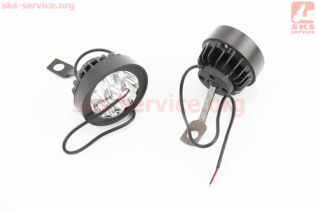 Фара додаткова світлодіодна вологозахисна (65*55mm) - 9 LED з кріпленням під дзеркало, к-кт 2шт