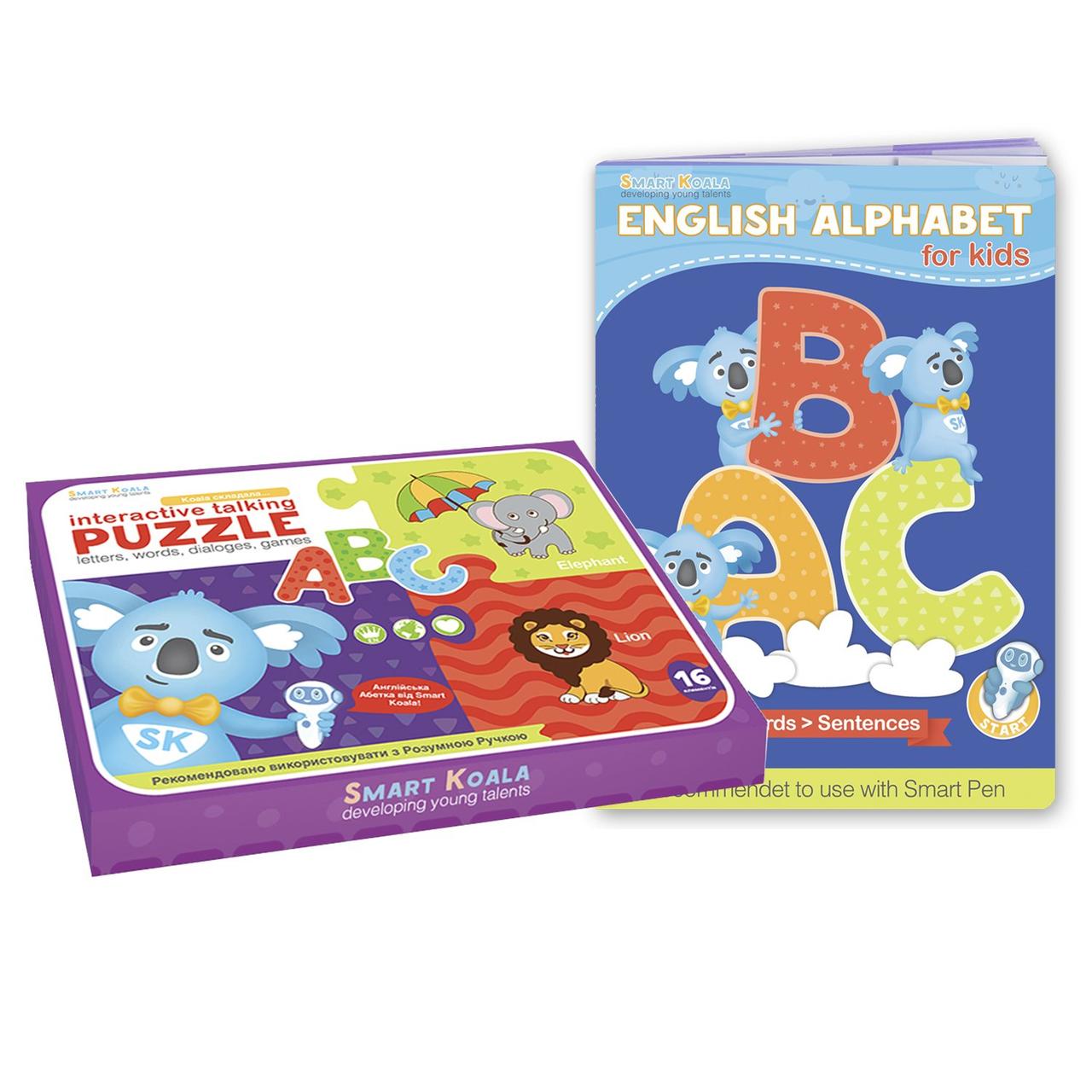 Аудіо дошка-пазл Smart Koala — двомовна English ABC, із книгою та інтерактивною ручкою