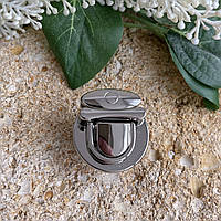 Замок сумковий круглий, колір срібло, р. 30*30 мм