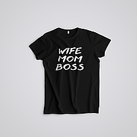 Детская футболка WIFE MOM BOSS L, Черный