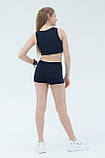 Спортивні сині топ та шорти дитячі для фітнесу для дівчинки з біфлексу Олівія р. 26-44, фото 3