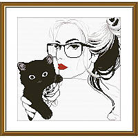 Набір для вишивки нитками на білій канві "Миле кошеня"