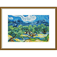 Набір для вишивки нитками на білій канві "Оливкові дерева"