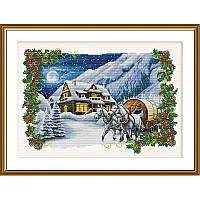 Набір для вишивки нитками на білій канві "Зимова ніч"