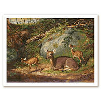 Набір для вишивки нитками на білій канві з розміткою монониткою "Олені"