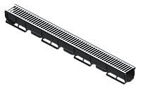 Водоотводной лоток пластиковый Easy 1 DN70 H90 с решеткой из нержавеющей стали щелевой A15