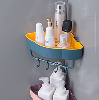 Полка в ванную угловая Пластиковая полка для ванной комнаты с крючками Настенная угловая полка для ванной