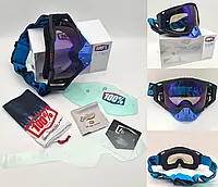 Кроссовые-эндуро очки (мотоочки) 100% MX GOGGLE MX005 для мото/вело/ATV Синие