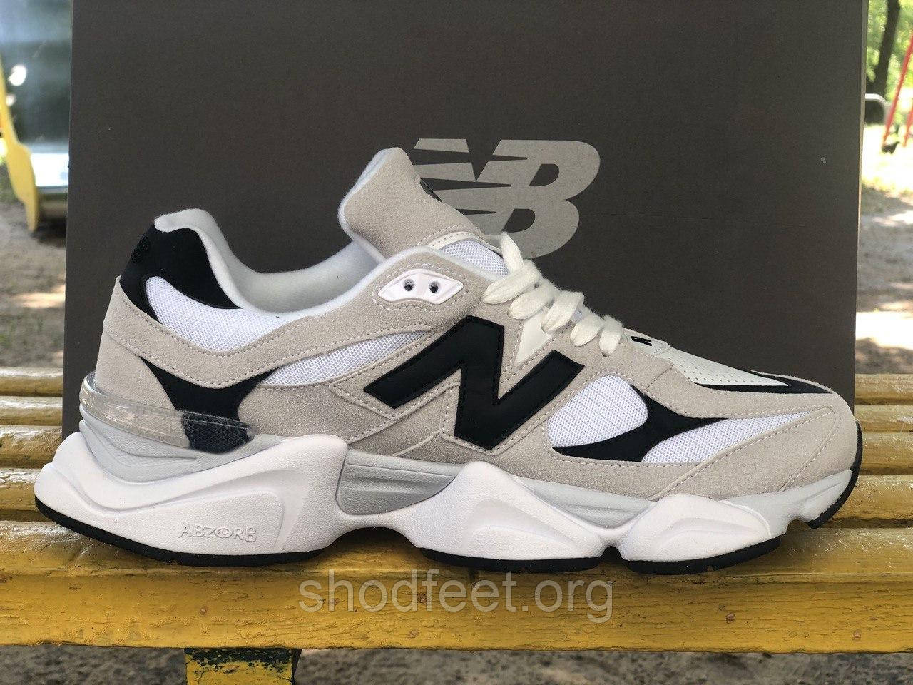 Кросівки чоловічі New Balance 9060 White Beige Black, фото 1