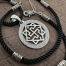 Кулон Валькірія з чорним шовковим шнурком срібло 925 проби