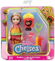 Барбі Челсі в костюмі Бургера Barbie Club Chelsea Dress-Up Doll in Burger Costume GRP69