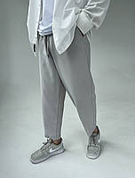 Штани чоловічі світло-сірі Мом, Мішкуваті штани чоловічі світло-сірого кольору укорочені