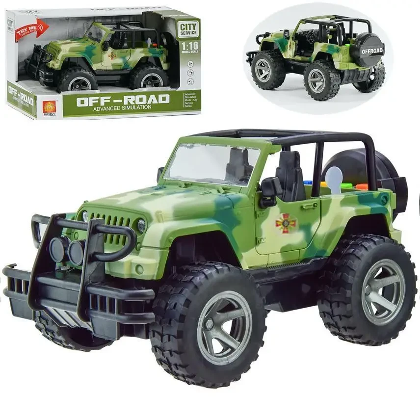 Джип військовий інерційний "Off-road" ВСУ ЗЕЛЕНИЙ арт. WY 391 A/B, фото 1