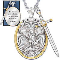 Подвеска Святой Михаил овальный рыцарский щит и меч
