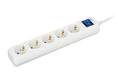 Мережевий подовжувач 2E 5XSchuko з вимикачем, 3G*1.0мм, 3м, white, фото 4