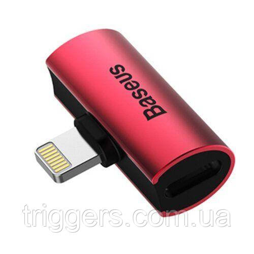 AUX-адаптер Baseus iP Male to Dual iP Female Adapter L46 Red-black
