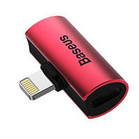 AUX-адаптер Baseus iP Male to Dual iP Female Adapter L46 Red-black
