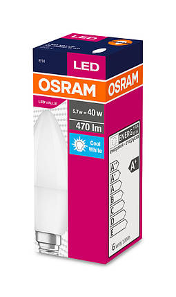 Лампа світлодіодна OSRAM LED B40 свічка 5W 470Lm 4000K E14, фото 3